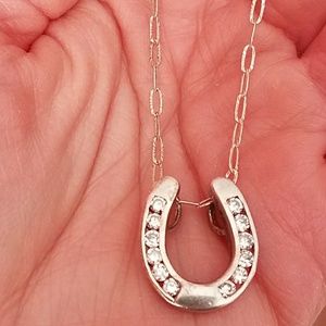 Sterling silver horseshoe necklace with diamonds
